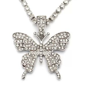 Silver Flutter Tennis Butterfly Necklace